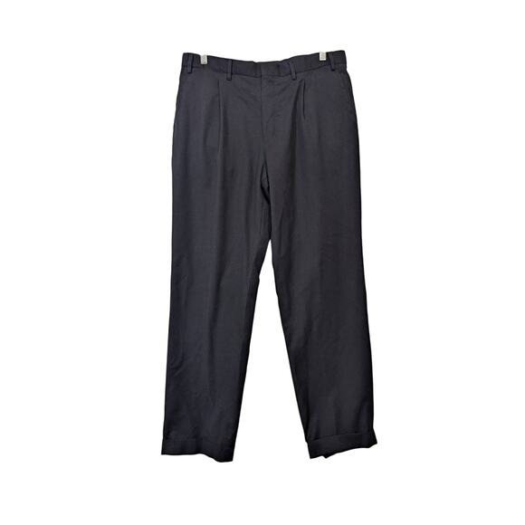 Façonnable Other - Faconnable Men's Wool Dress Pants Pleated Cuffed Hem Size 36 R Navy Blue E